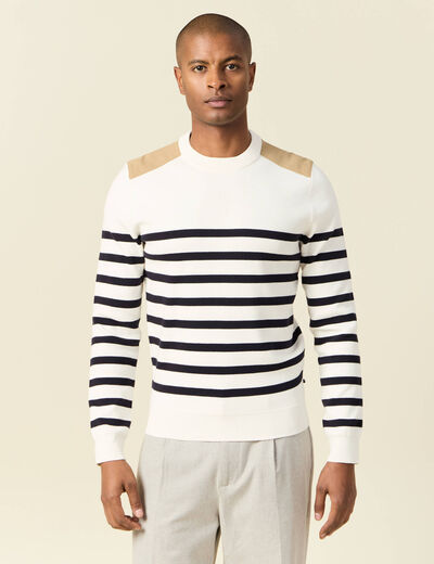 Pull manches longues ecru homme