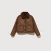 Manteau r&eacute;versible oversize court marron femme