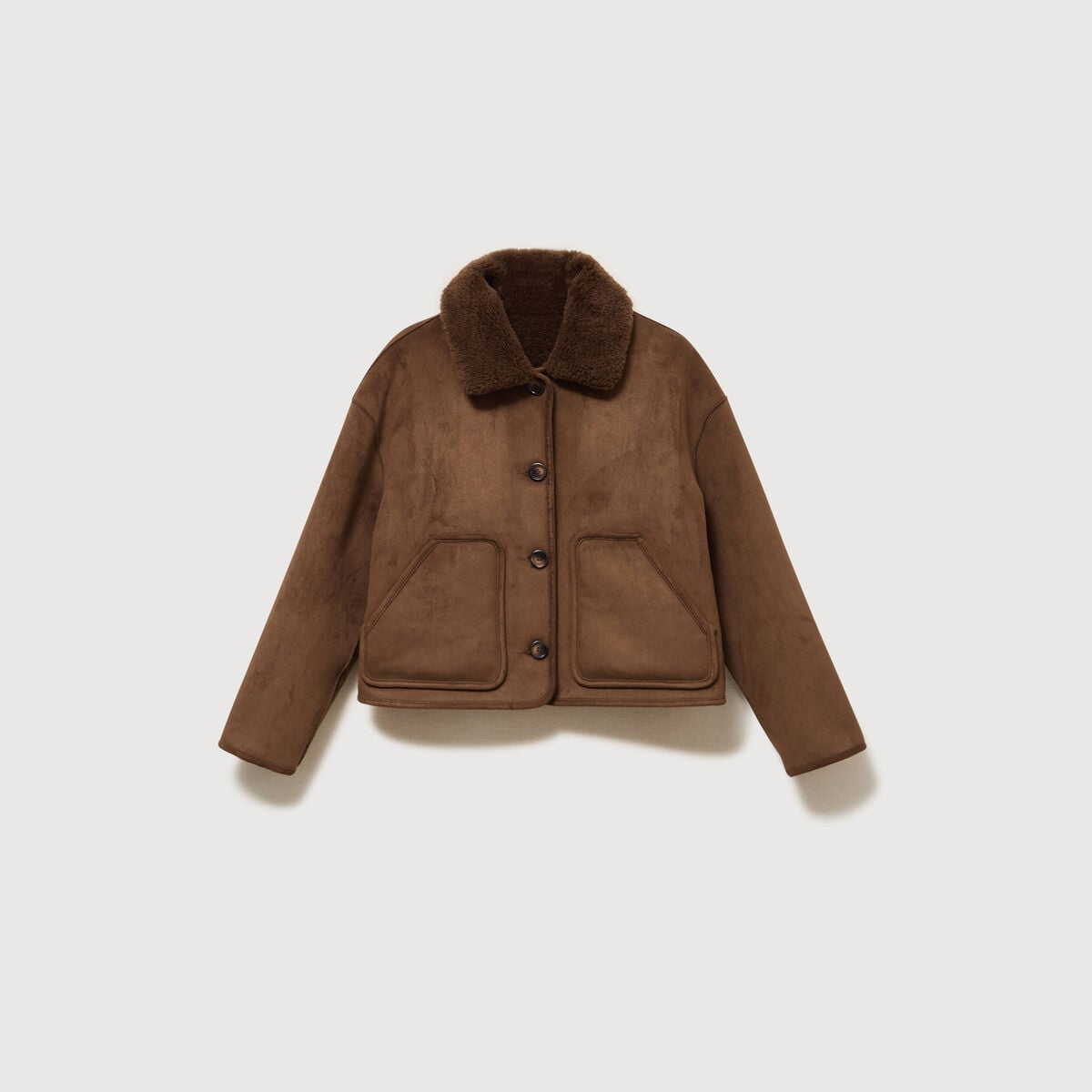 Manteau r&eacute;versible oversize court marron femme