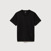 T-shirt col mao manches courtes en coton noir homme