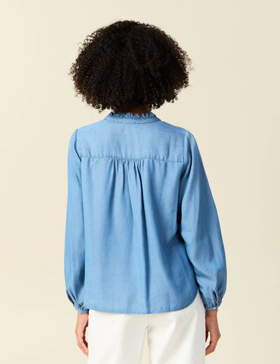 Blouse manches longues denim stone femme