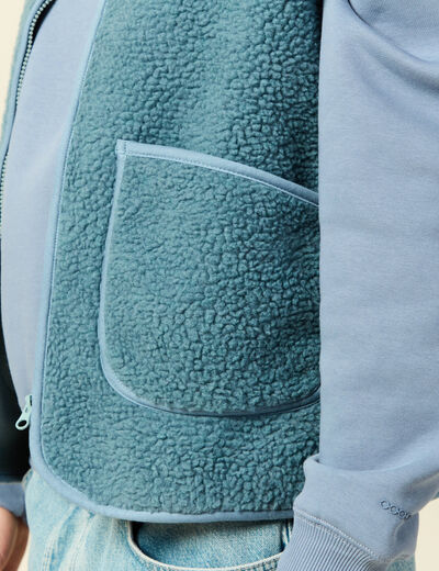 Sweat sans manches effet polaire bleu gris homme