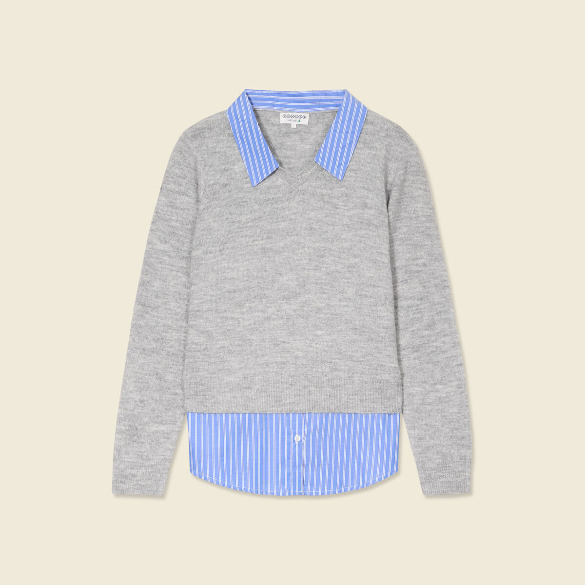 Pull manches longues gris clair femme