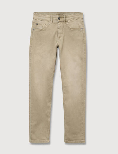 Jeans straight longueur 34 denim vert kaki homme