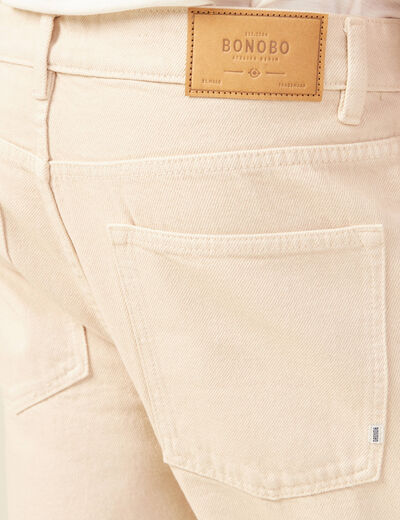 Jeans relax 5 poches denim beige homme