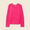 Pull manches longues col rond rose femme