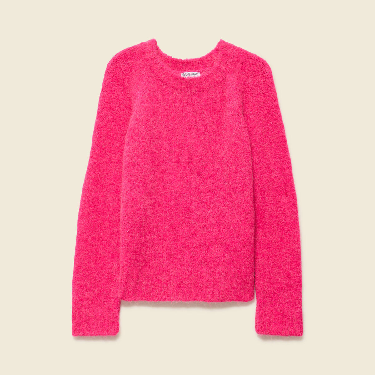 Pull manches longues col rond rose femme