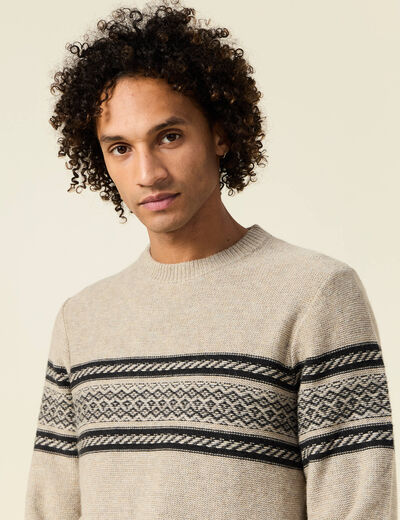 Pull manches longues beige homme