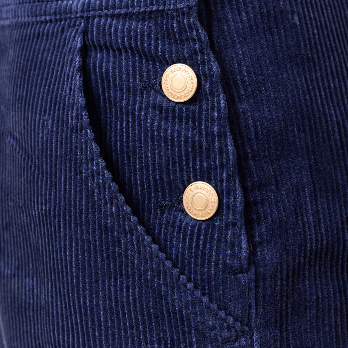 Combinaison salopette en velours c&ocirc;tel&eacute; bleu marine femme