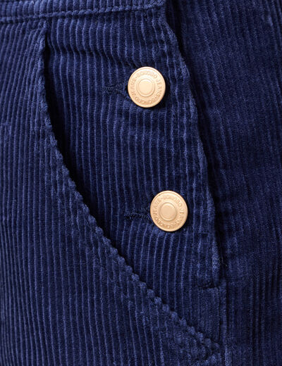 Combinaison salopette en velours c&ocirc;tel&eacute; bleu marine femme