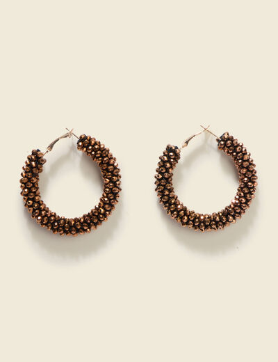 Boucles d'oreilles cr&eacute;oles marron fonc&eacute; femme