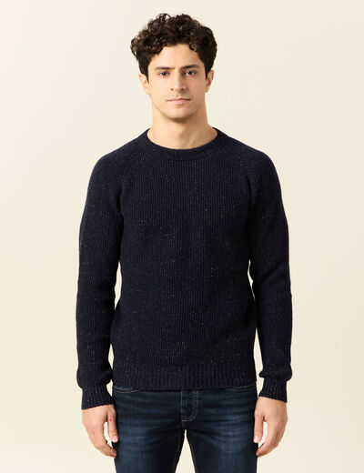 Pull manches longues fabriqué en France bleu marine homme