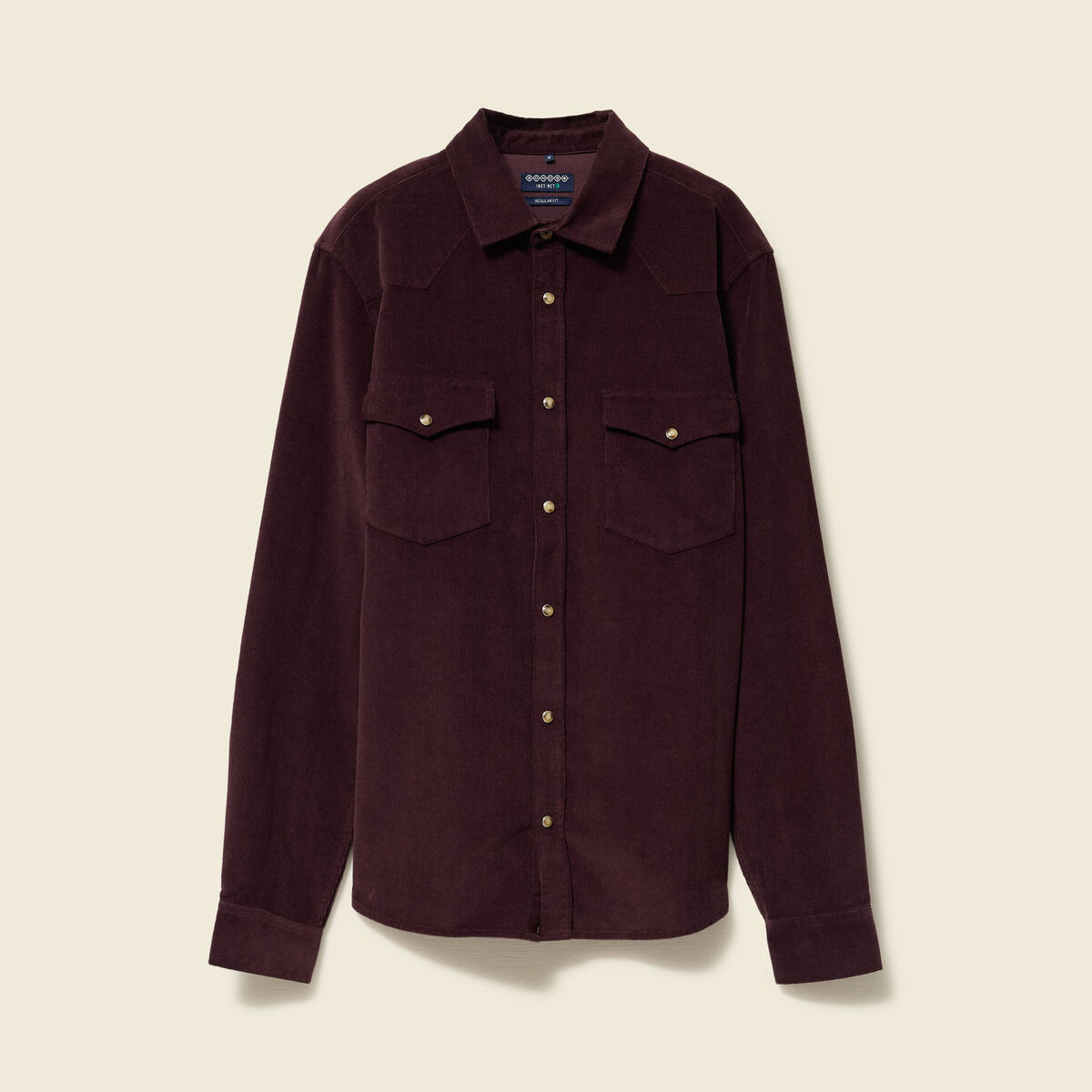 Chemise col classique manches longues bordeaux homme