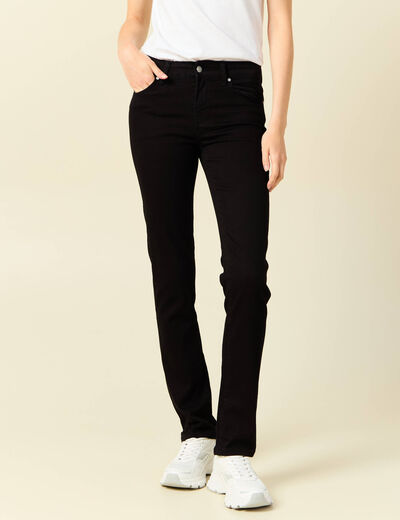 Jeans regular 5 poches denim noir femme