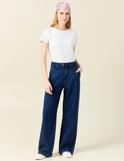 Jeans large taille haute denim brut femme