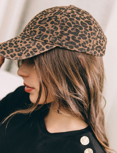Casquette en coton marron foncé femme