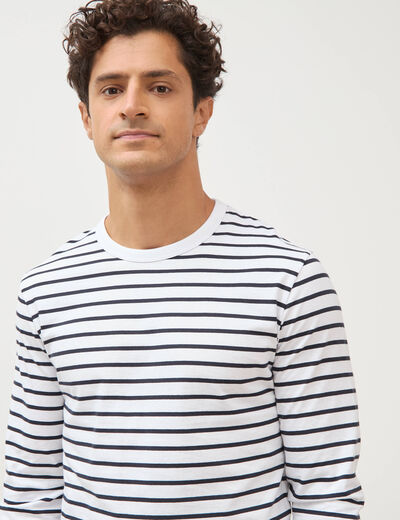 Marini&egrave;re manches longues col rond bleu marine homme