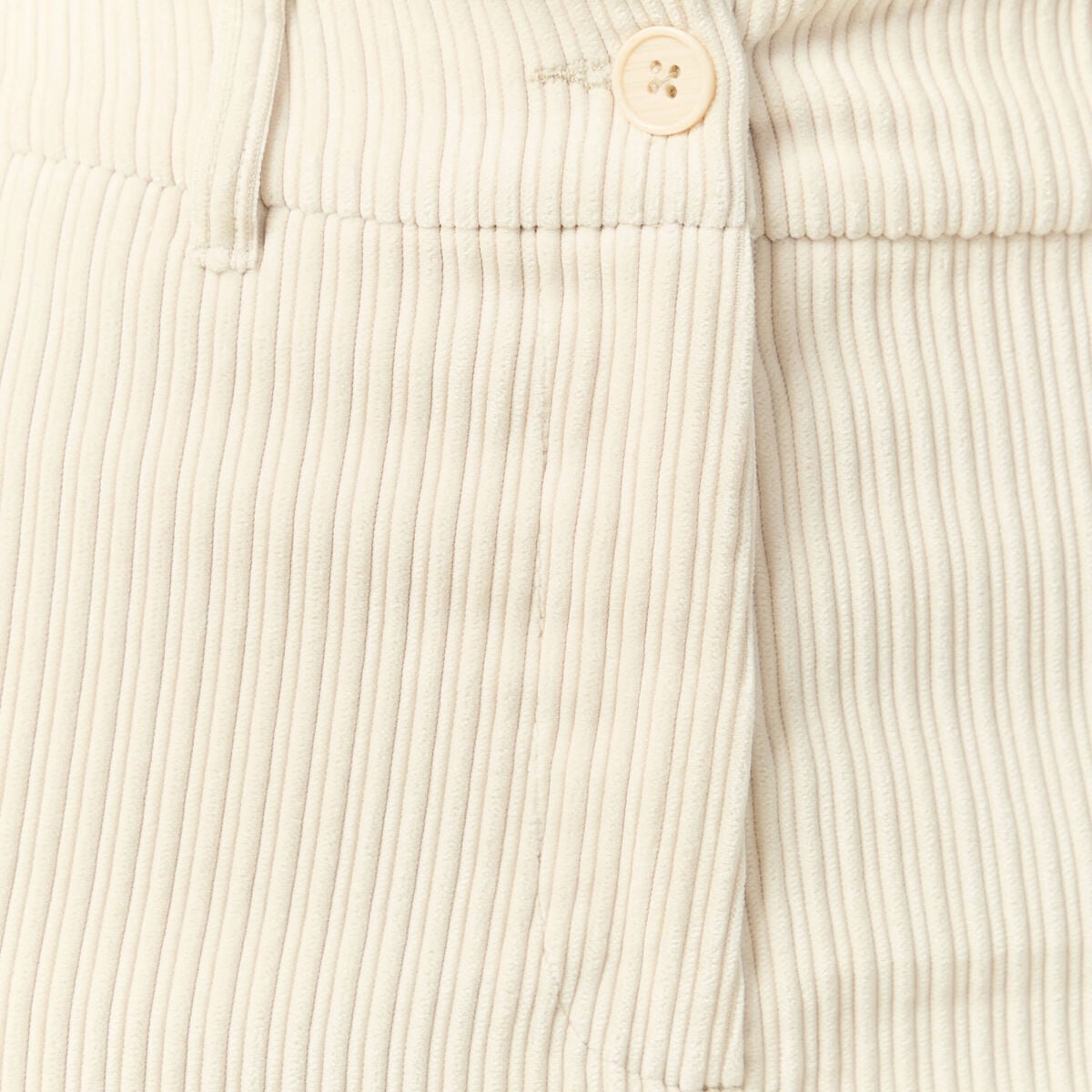 Pantalon large taille haute en velours creme femme