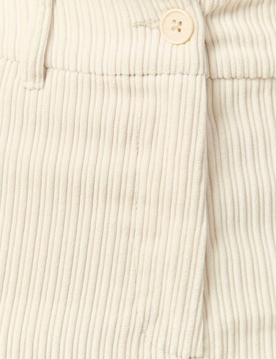 Pantalon large taille haute en velours creme femme