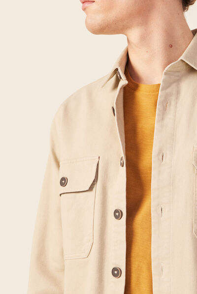 Surchemise manches longues beige homme