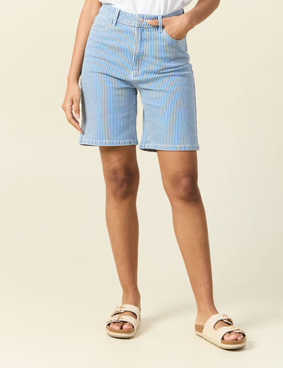 Bermuda droit en jean denim stone femme