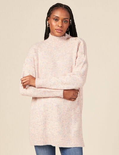 Pull long oversize orange foncé femme