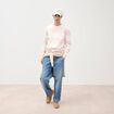 Sweat ray&eacute; col rond manches longues rose poudr&eacute;e homme
