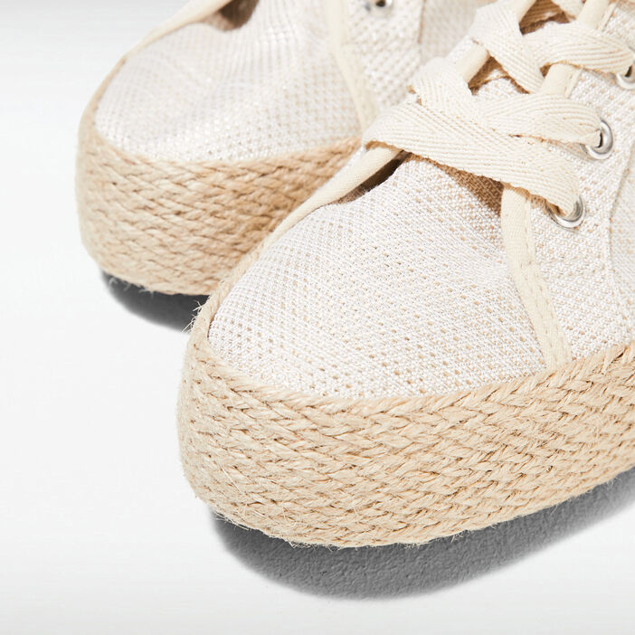 Espadrilles plates avec cordes ecru femme
