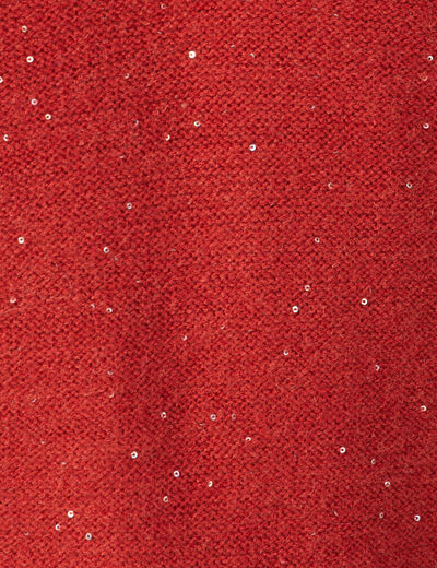 Pull manches longues sequins rouge foncé femme