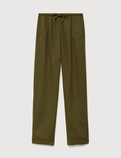 Pantalon standard fluide vert olive femme