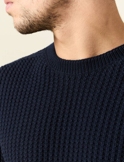 Pull manches longues fabriqué en France bleu marine homme