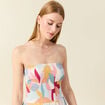 Robe longue évasée col bustier creme femme