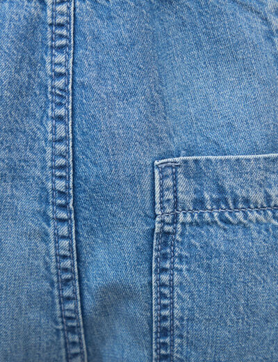 Salopette loose en jeans denim bleach femme