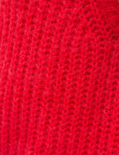 Pull droit sans manches col rond rouge femme