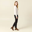 Pull manches longues perles ecru femme