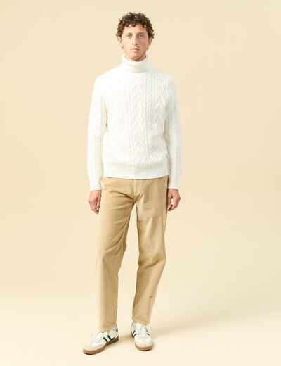 Tricot col montant ecru homme