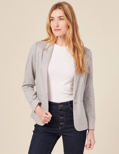 Veste blazer droite gris clair femme