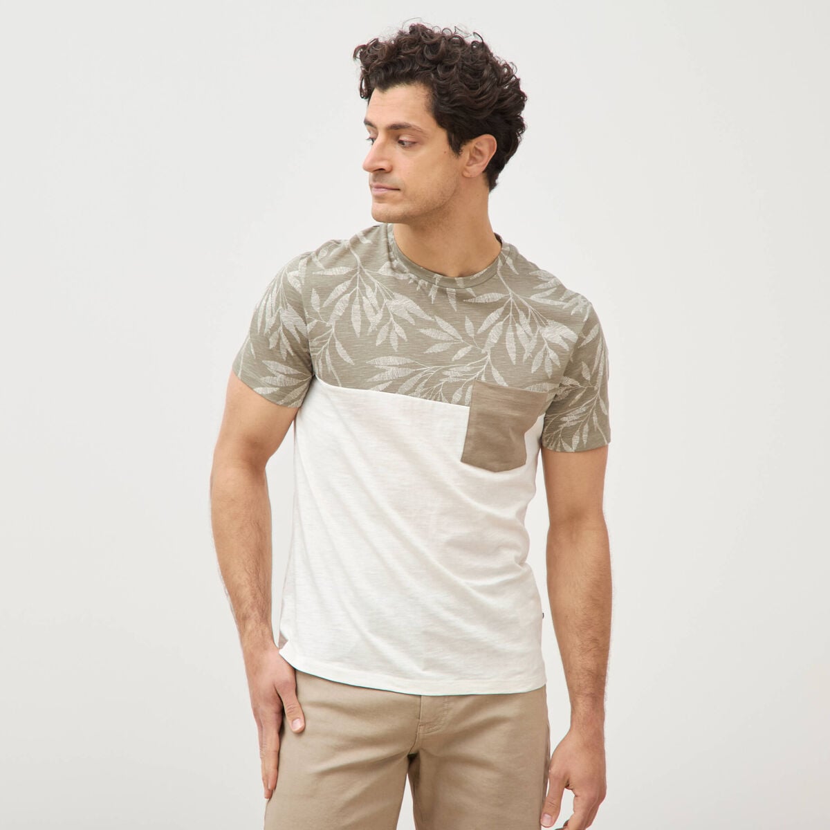 T-shirt manches courtes vert kaki homme