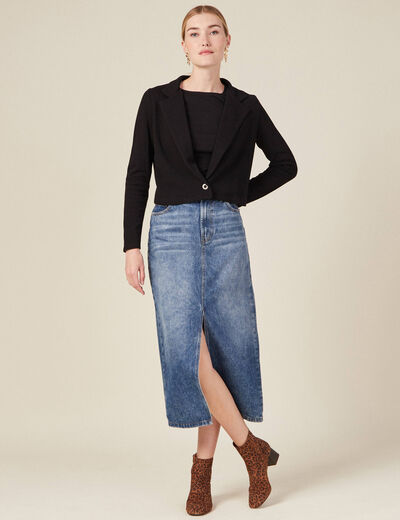 T-shirt cintr&eacute; manches longues col rond noir femme