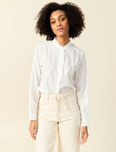 Chemise manches longues ecru femme