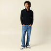 Pull manches longues col châle bleu marine homme