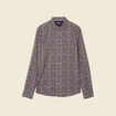Chemise cintr&eacute;e en coton manches longues bleu marine homme