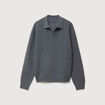 Pull col v gris fonc&eacute; homme