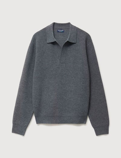 Pull col v gris fonc&eacute; homme