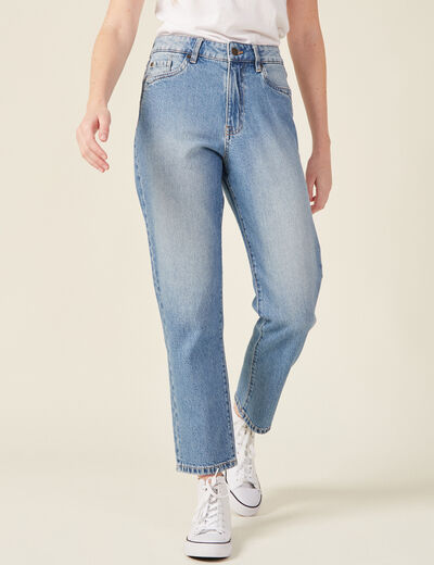 Jeans straight 5 poches denim used femme