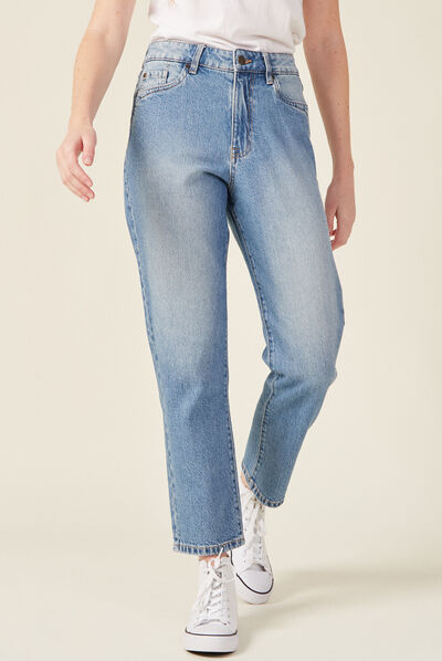 Jeans straight 5 poches denim used femme