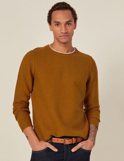 Pull manches longues marron homme