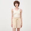Short taille haute creme femme