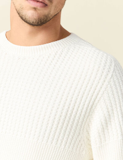 Pull manches longues fabriqué en France ecru homme