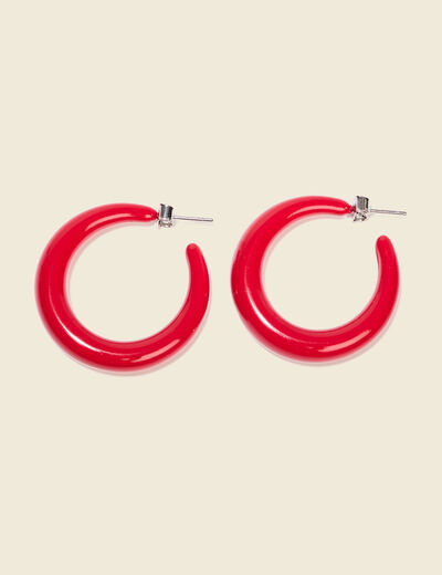 Boucles d'oreilles créoles rouge femme